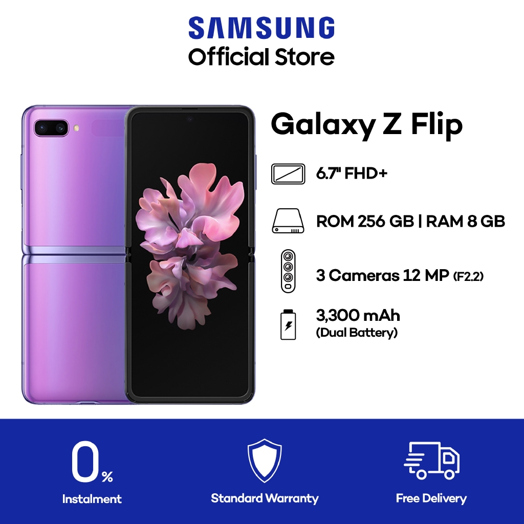 Samsung Galaxy Z Flip F700 Purple Black Gold 8gb Ram 256gb Rom 6 7 Inch Android Handphone Shopee Malaysia