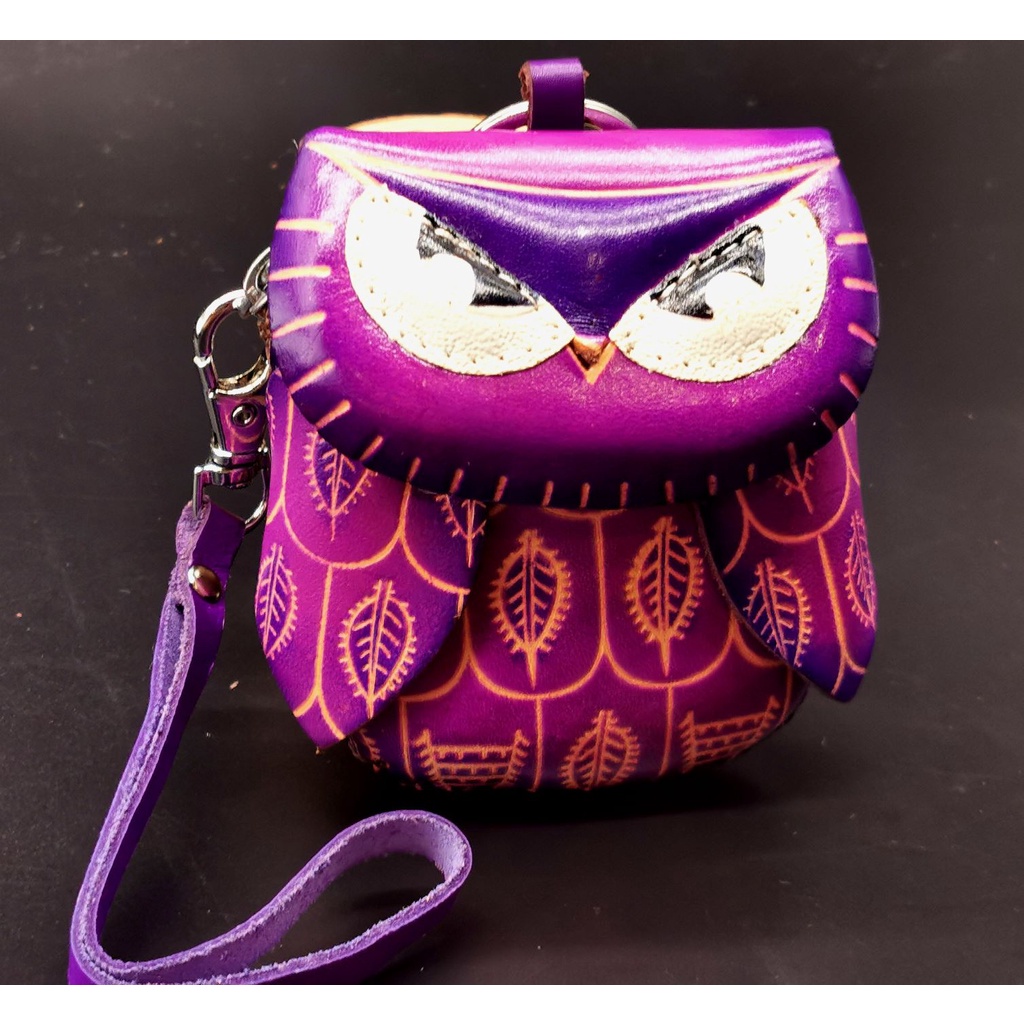 Owl Genuine Leather Handmade Animal Coin Purse Key Pouch Kids Wallet Dompet Kulit Special Gift Handcrafted Bag Souvenir