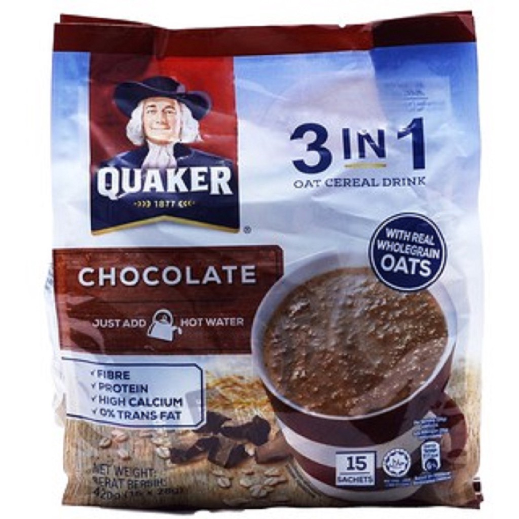 Quaker 3 in 1 Oat Cereal Drink Chocolate 15 Sachets x 28g Shopee Malaysia