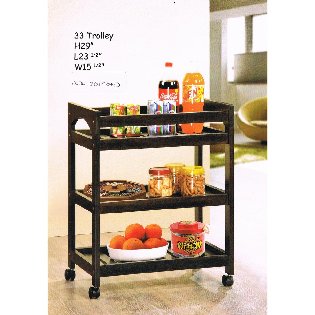 WOODEN KITCHEN TROLLEY / TROLLI RUANG TAMU & DAPUR SOLID WOOD SIMPLE