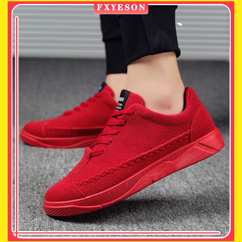 2021 Korean canvas shoes red flat fashion men casual comfortable Sneakers |  Shopee Malaysia