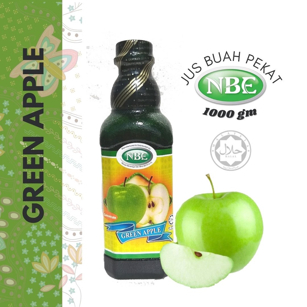 Nbe Jus Buah Pekat Fruit Juice Concentrate 1000gm Epal Hijau Green Apple Kordial Cordial Sirap Syrup Shopee Malaysia