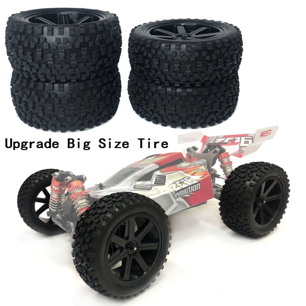4Pcs YSIDO Upgrade 12mm Hex PreGlued Wheels and Tires Set for WLtoys 144001 124018 124019 1:10 1:12 1:16 16889 SMAX 1635 Off Road RC Car Truck Tyre 