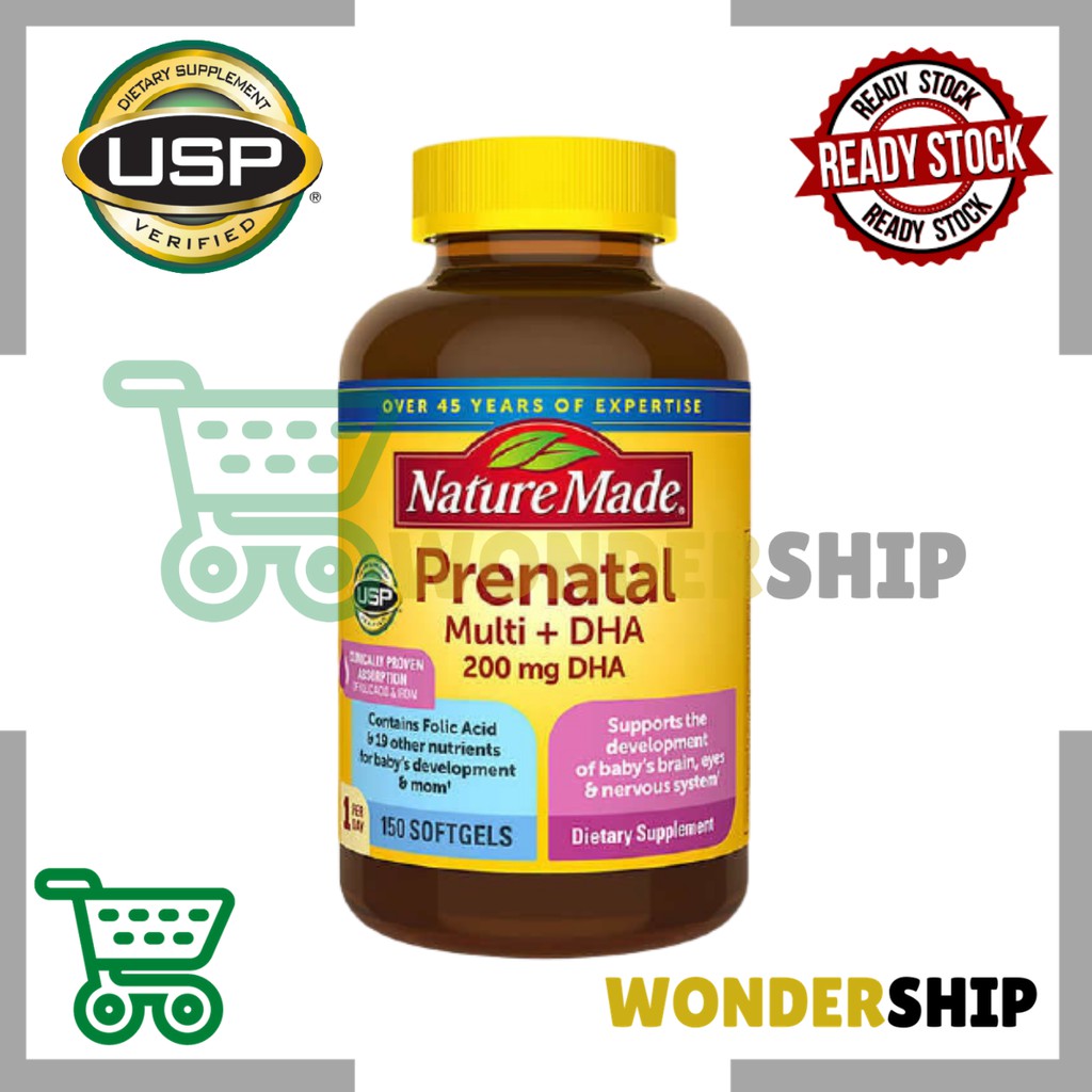 Nature Made Prenatal Multi+DHA (with 200 mg DHA) for Pregnancy Ladies