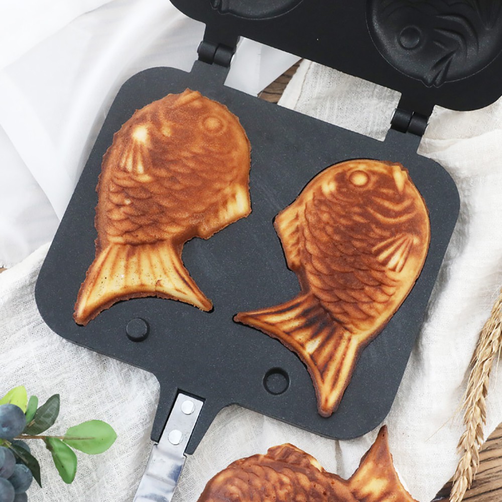 Japanese Fish-Shaped Bakeware Waffle Pan Maker Japanese Pancake Double Pan Stainless Steel Frypan Home Cake Tools