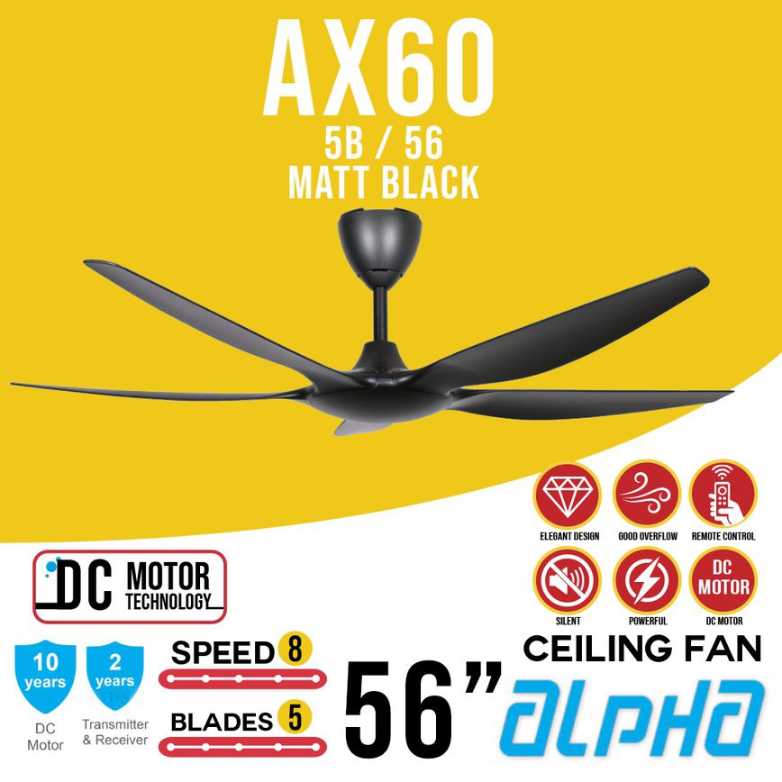 ALPHA Alpha Fan AX60 5B DC Motor Ceiling Fan with 5 blade 56" Matt