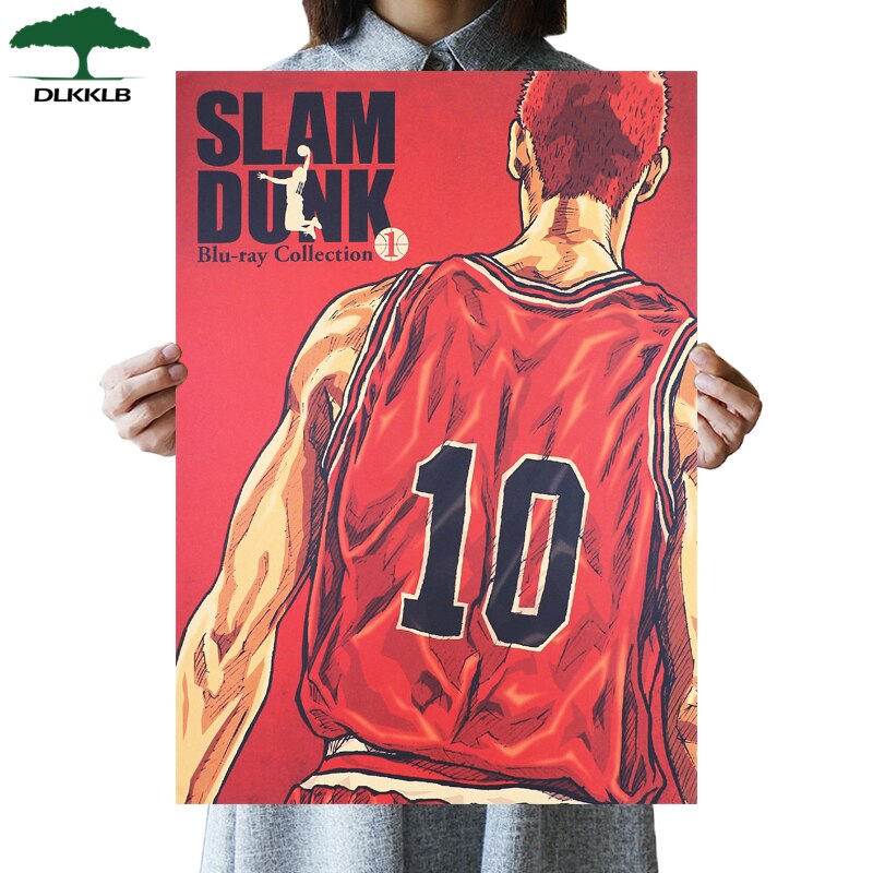 DLKKLB Comic Slam Dunk Basketball Vintage Kraft Paper Room Decor Retro Poster Home Decorative Painting 51x36cm Wall Sticker Wall Art