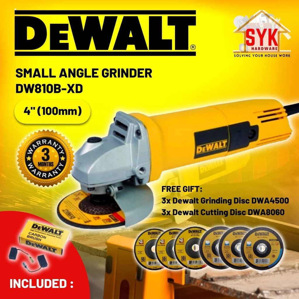 SYK DEWALT DW810B-XD 4" (100mm) Small Angle Grinder Mesin Pengisar ...