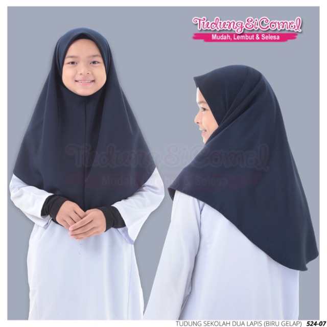 Tudung 2 Lapis Biru Gelap Premium Tudung Si Comel Shopee Malaysia