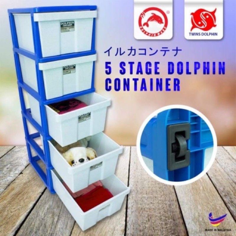 KT WARE 5 Tiers Drawer Storage With Roller/ Storage Drawers/Almari Baju Shopee