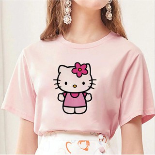 Summer Kawaii Cartoon Funny T Shirts Women Hello Kitty Women Tshirt ...
