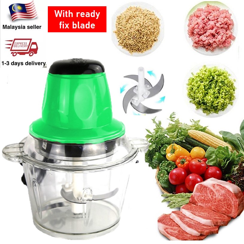 [2 PIN MALAYSIA PLUG] 2L Stainless Electrical Blender Mix Food Meat Grinder Mincer Pengisar Makanan Pisau Cutter