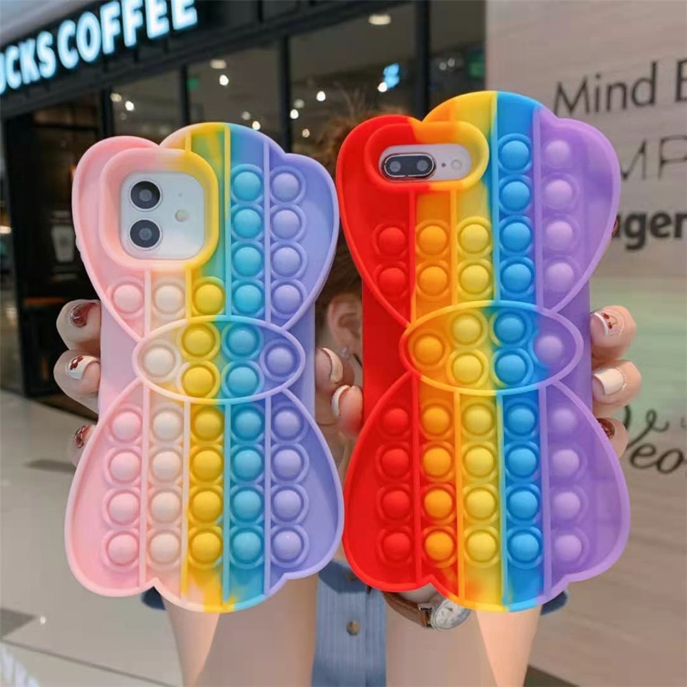 Pop It Phone Case Fidget Bubble Case Iphone 6 7 8 Plus Xs Xr 11 12 Pro Silicone Cover Reliver Stress Shopee Malaysia