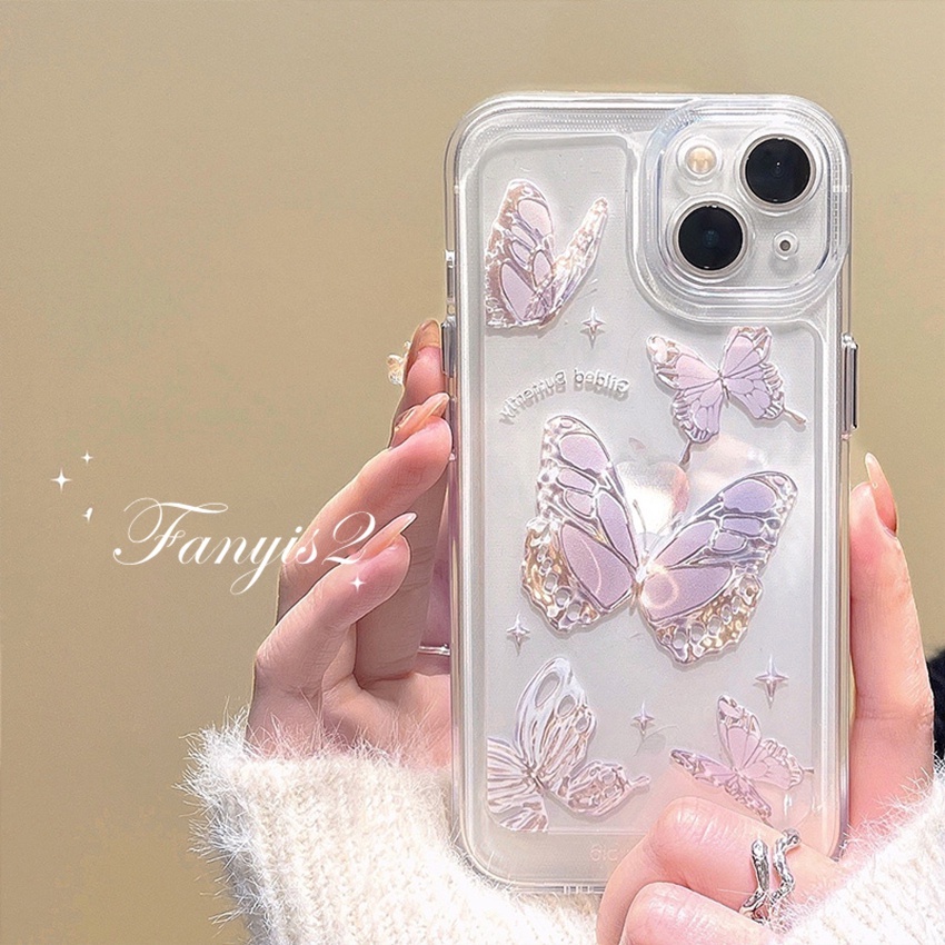 Case Compatible For iPhone 11 13 15 Pro max 14 Pro Max X XS XR SE2020 7 8 Plus Ultra Premium Butterfly Space Phone Case Clear Protective Cover