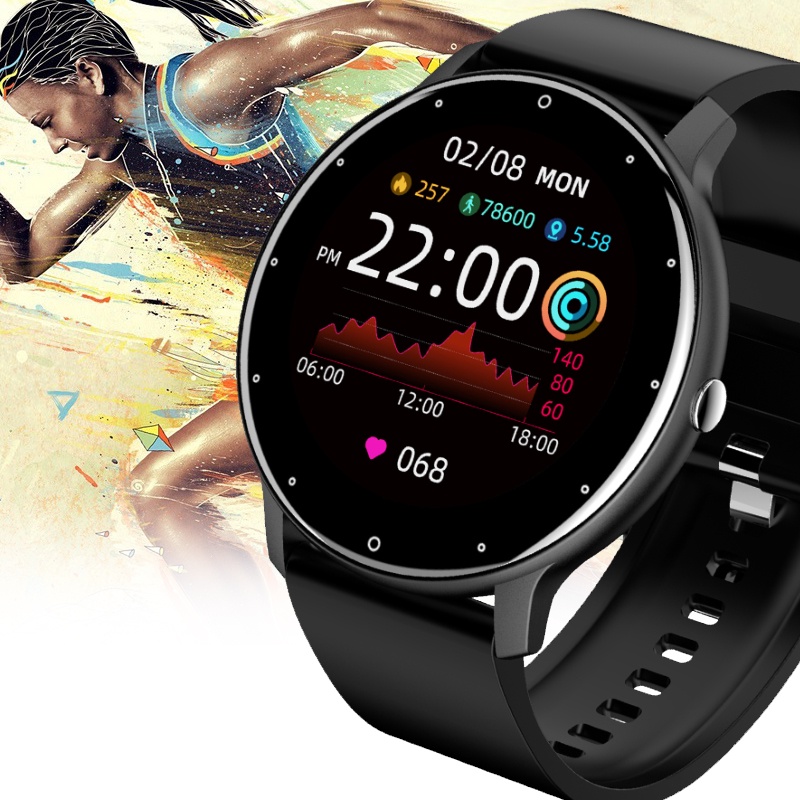 ZL02 Smart Watch Waterproof IP67 Fitness Tracker Full Touch Round