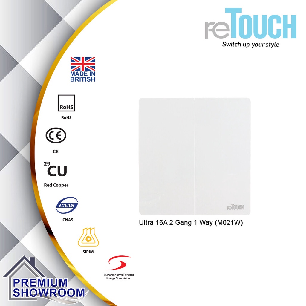 ReTouch Ultra 16A 2 Gang 1 Way (M021W) | Shopee Malaysia