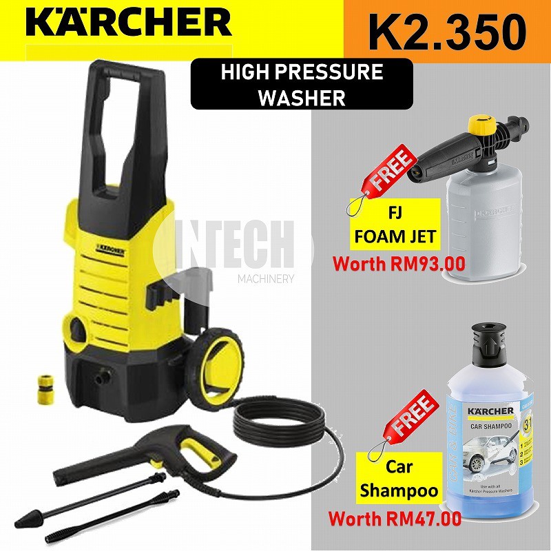 Karcher K2 350 K2350 High Pressure Washer 110 Bar Fj6 Foam Jet Rm610 3 In 1 Car Shampoo