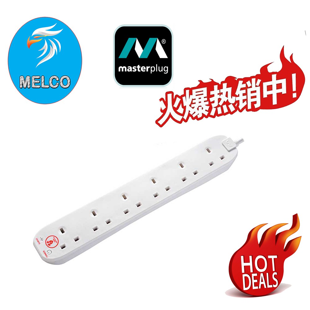 (Ready Stock)Masterplug 6 Gang Extension W/Surge Protection & Switch ...