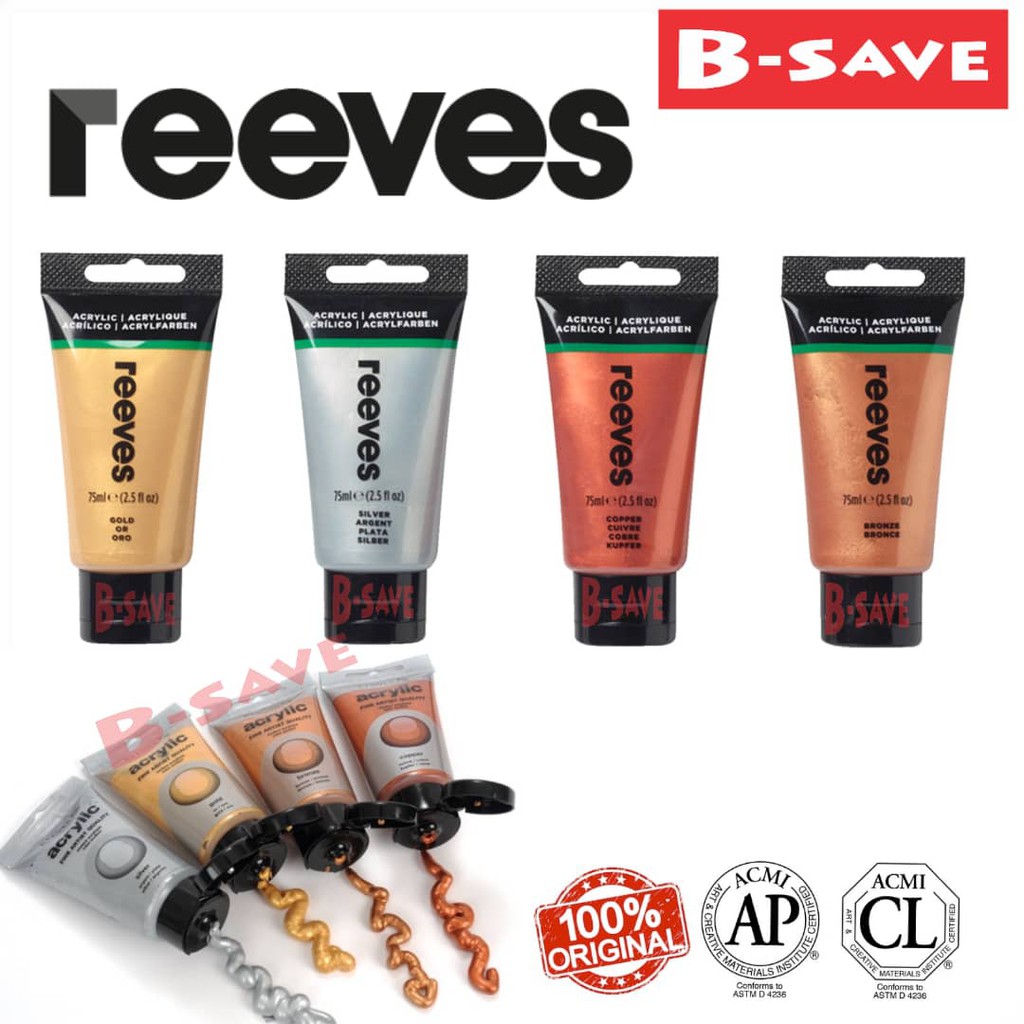 Reeves Artist Acrylic Metallic Paint 75ML Shopee Malaysia