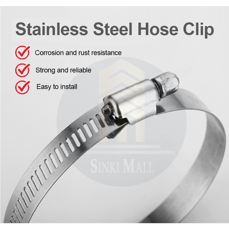 High Quality Hose Clamp Set Stainless Steel Duct Clamps Worm Gear Adjustable 100 220mm Range