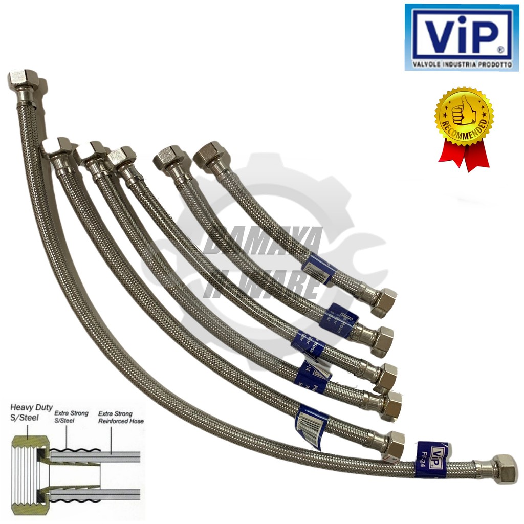 VIP Stainless Steel Braided Flexible Hose. SS Flexible Hose. 1/2