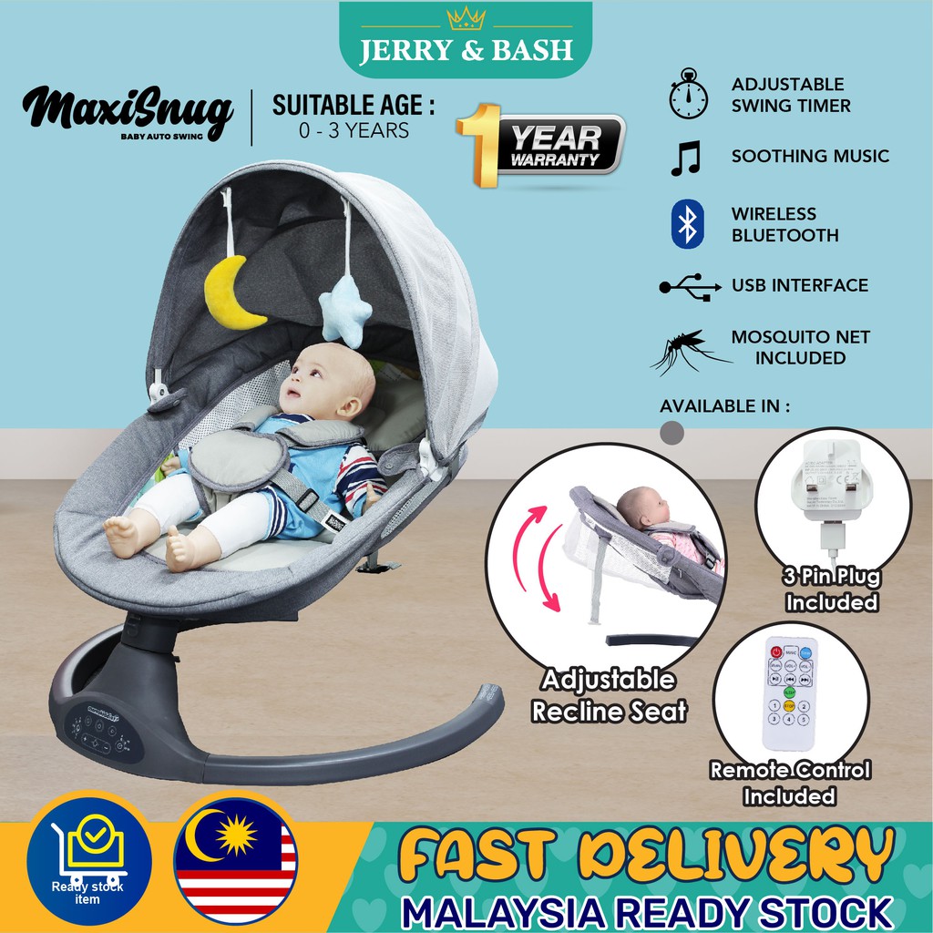 Mamakiddies Maxisnug Electric New Born Baby Swing Leaf Multi Functional Bassinet Baby Cradle Rocking With Mosquito Net Shopee Malaysia