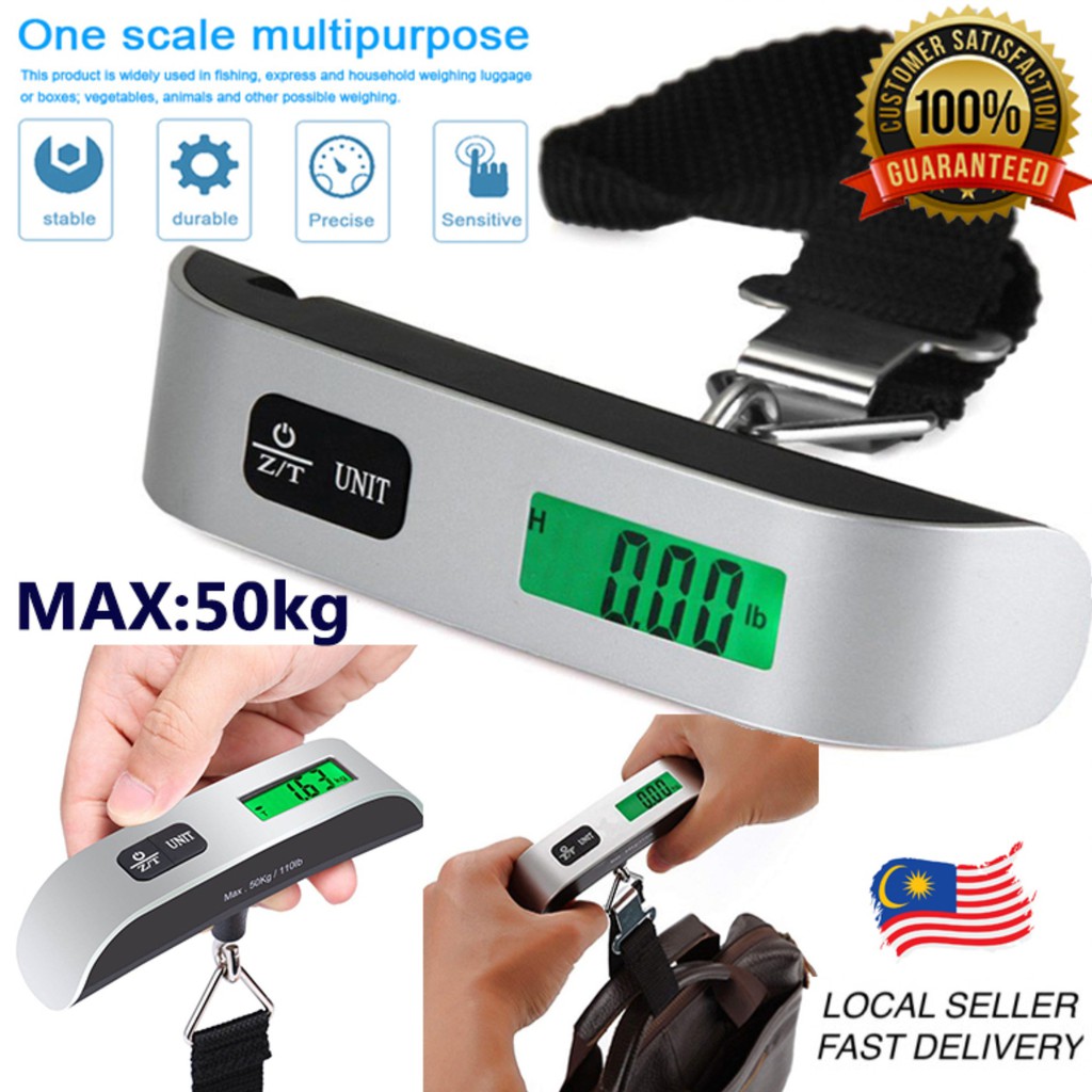 50kg/110lb Digital LCD Electronic Luggage Scale Portable Hanging Weight Scales Timbang Beg Penimbang Berat 50kg 电子称