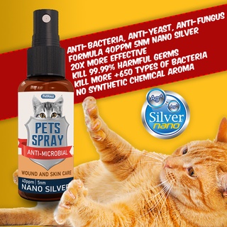 Ubat Kurap Luka Sporo Kucing Pets Spray Nano Silver 40ppm 5nm KURAP