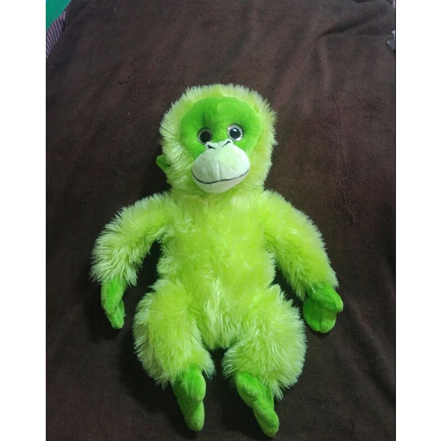 Authentic Large (Big) Ideal Toys Direct Glitter Eyes Neon Green Monkey Plush Soft Toy