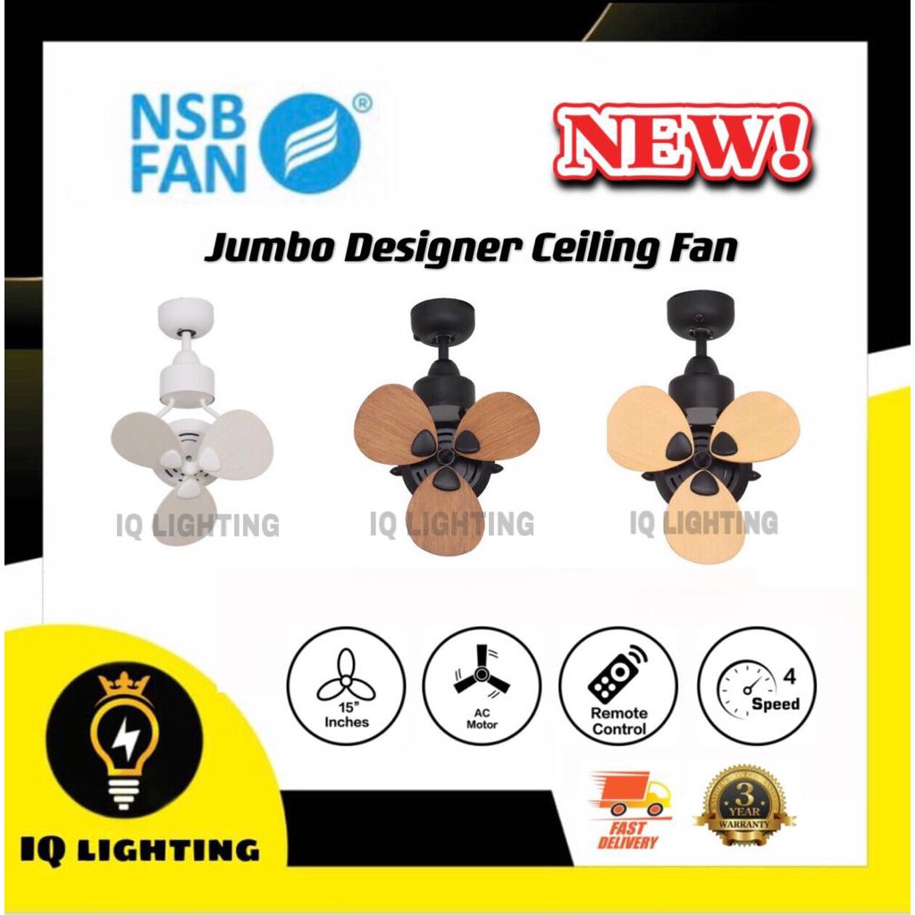 Nsb Jumbo Oscillating 15 Ceiling Fan Ac Motor 3 Blade No Light 4 Speed Forward Shopee Malaysia