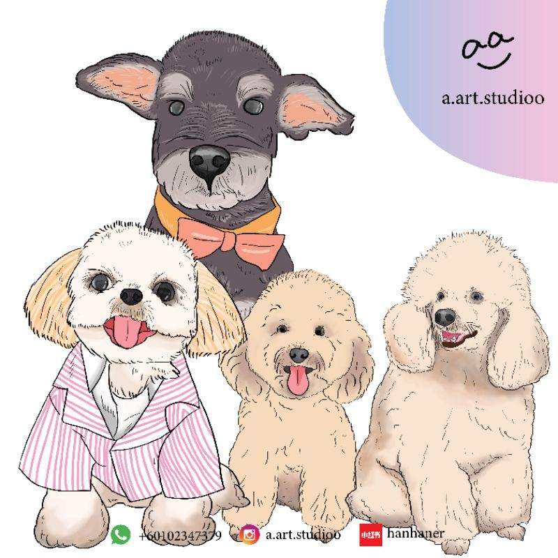 Customised Gift Drawing Colour Art Lukisan Soft Copy Creative Customised Trendy Curious Wallpaper 客制化画像节日纪念人物宠物头像 Shopee Malaysia