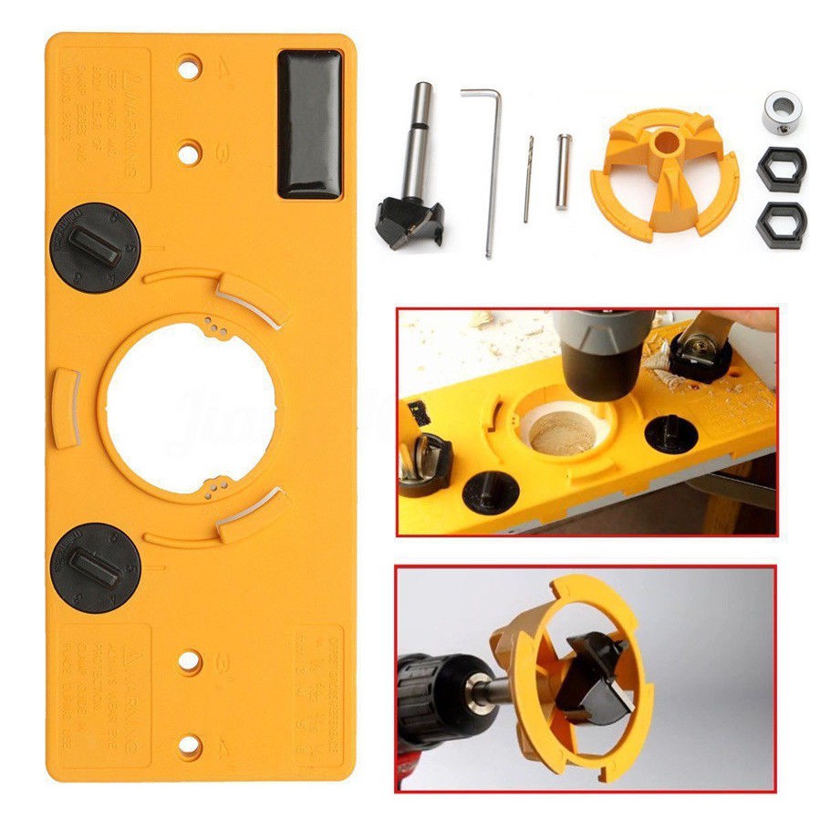 Concealed Hinge Jig Drill Guide Set Cabinet Door Hole Cutter