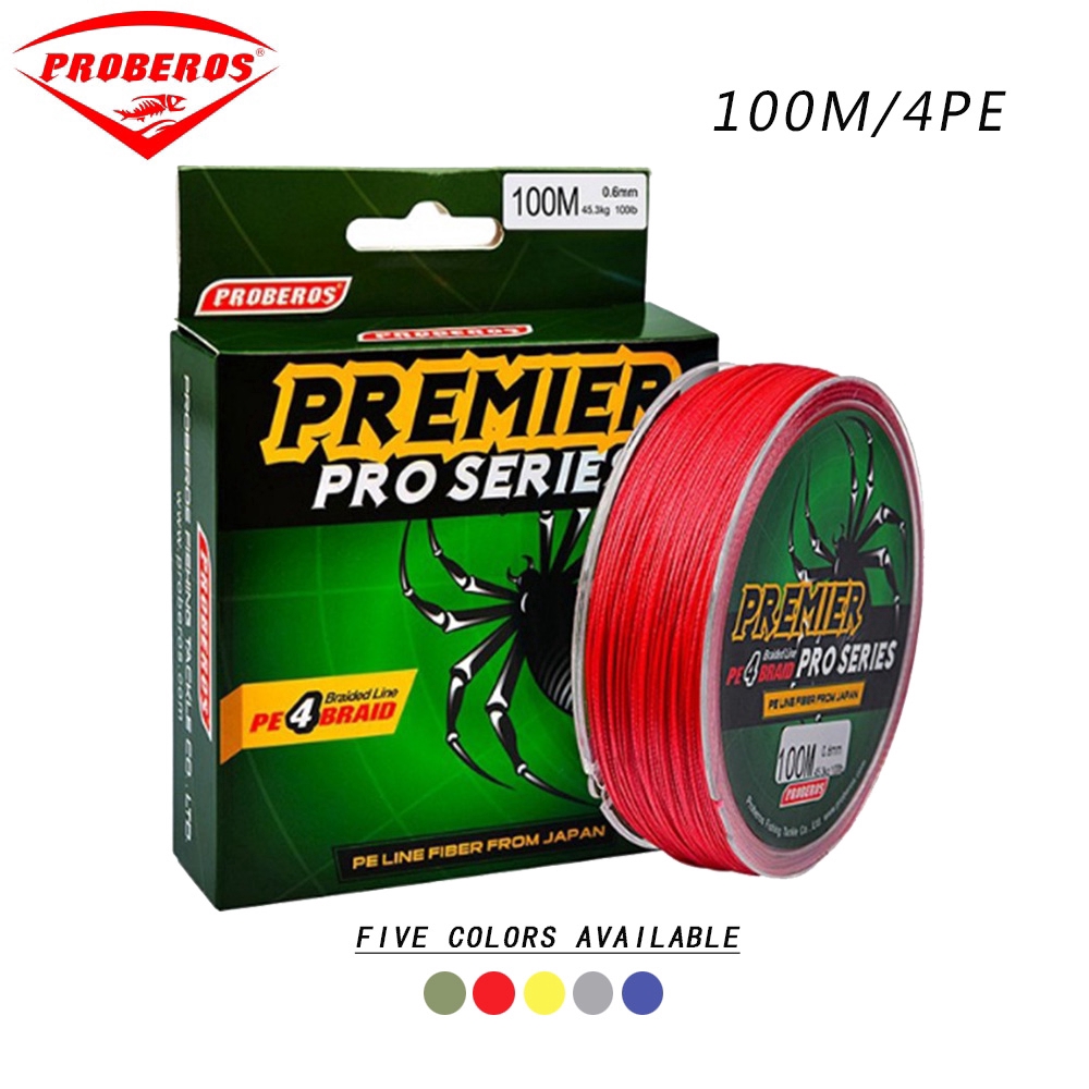 Proberos Tali Pancing Benang Braided Fishing Line X4 100M 4 PE Braided Line Lines 6lb 8lb 10lb 15lb 20lb 25lb 30lb 35lb 40lb 50lb