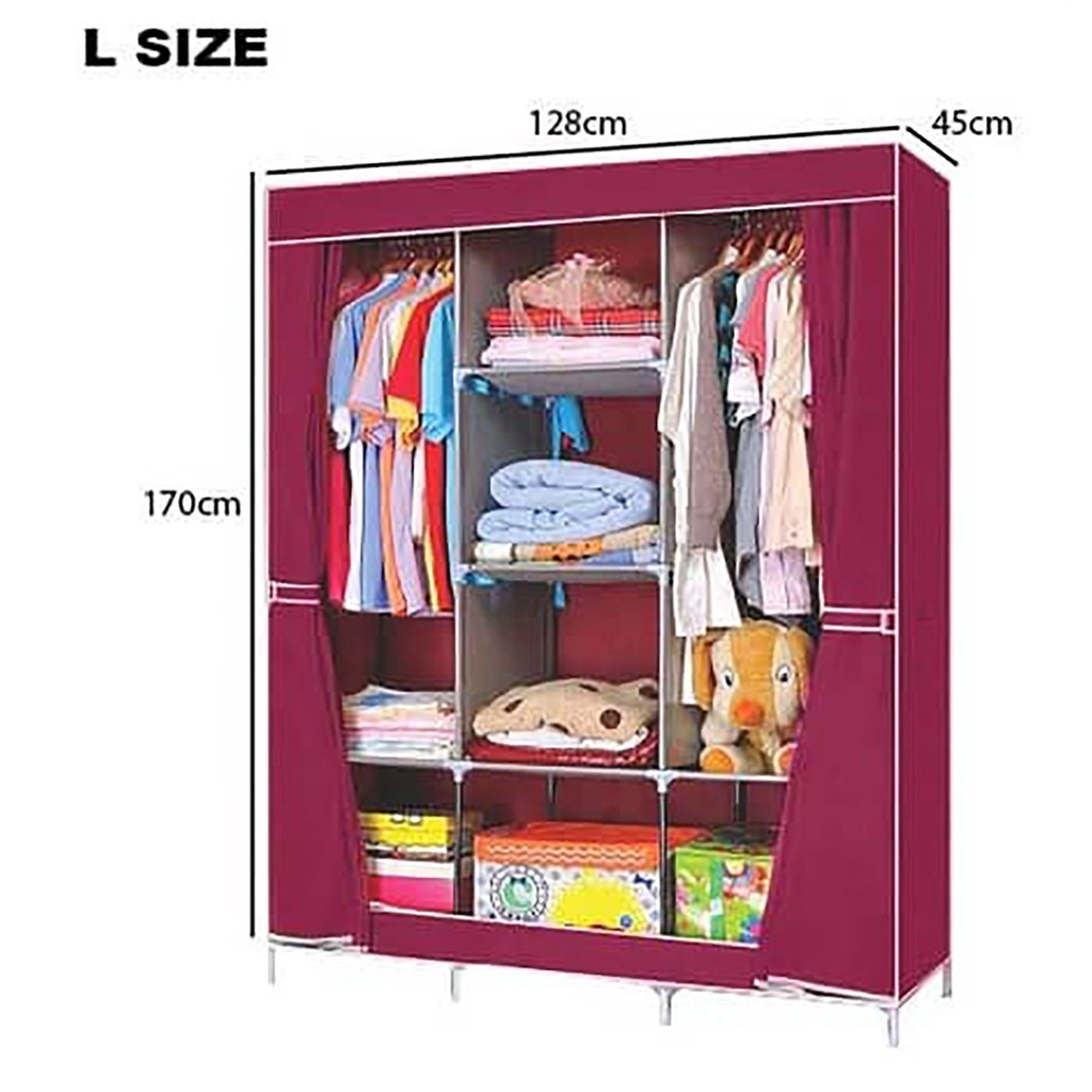 FINSSO : Wardrobe L Size / Almari Baju Rak Baju Clothes Organization Storage Rack Cabinet