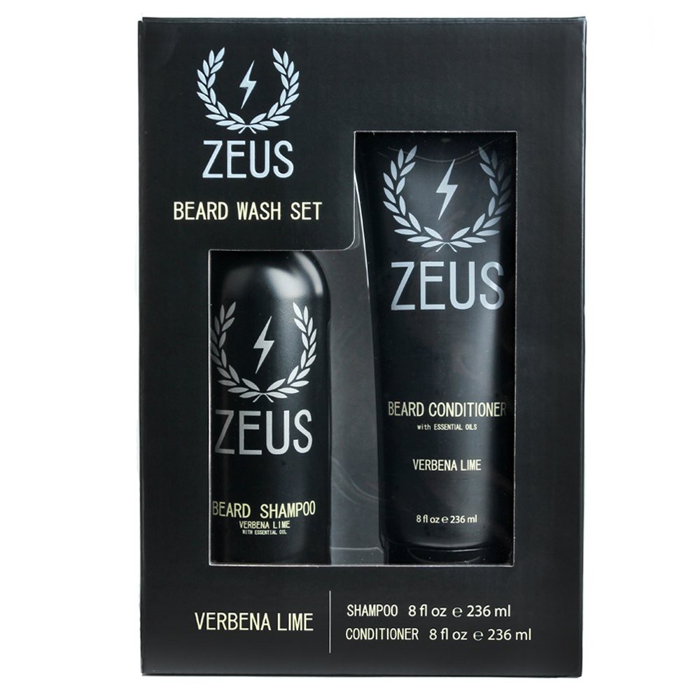 ZEUS Beard Shampoo and Beard Conditioner Set for Men (8 oz. Bottles