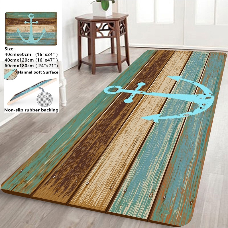 Home Decor Nautical Anchor Rustic Wood 3d Rugs Bath Mat Bath Rugs