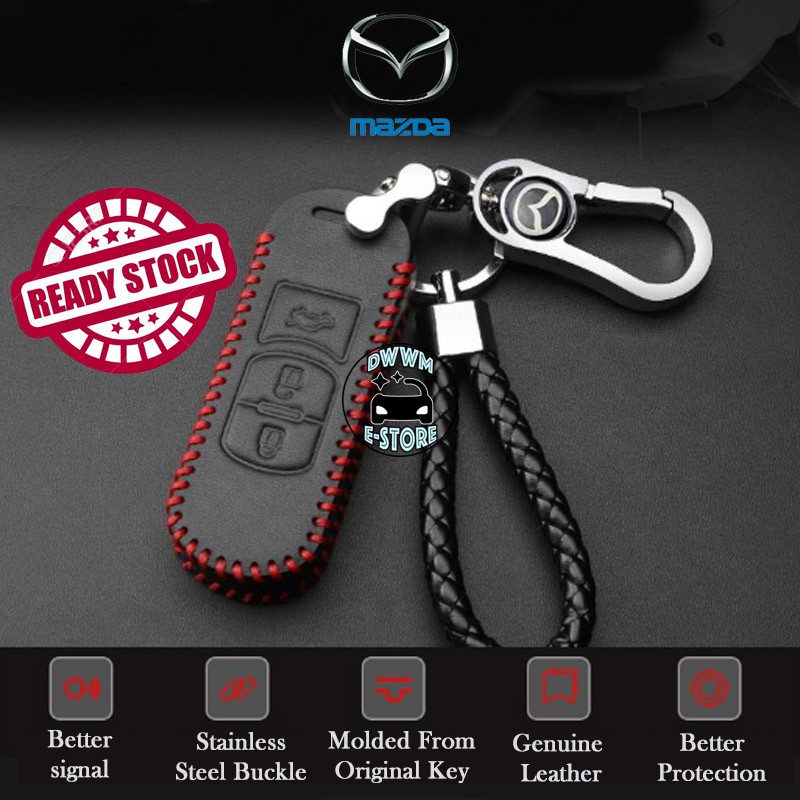 Mazda Leather Key Cover Holder Genuine Smart Key for Mazda2 Mazda3