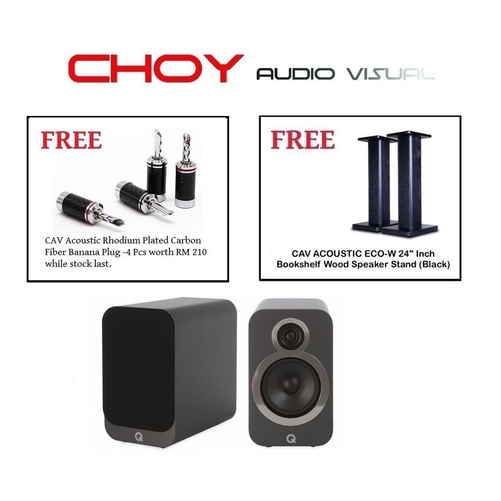 Q Acoustics 3020i Bookshelf Speaker Grey Free Gift Two Free