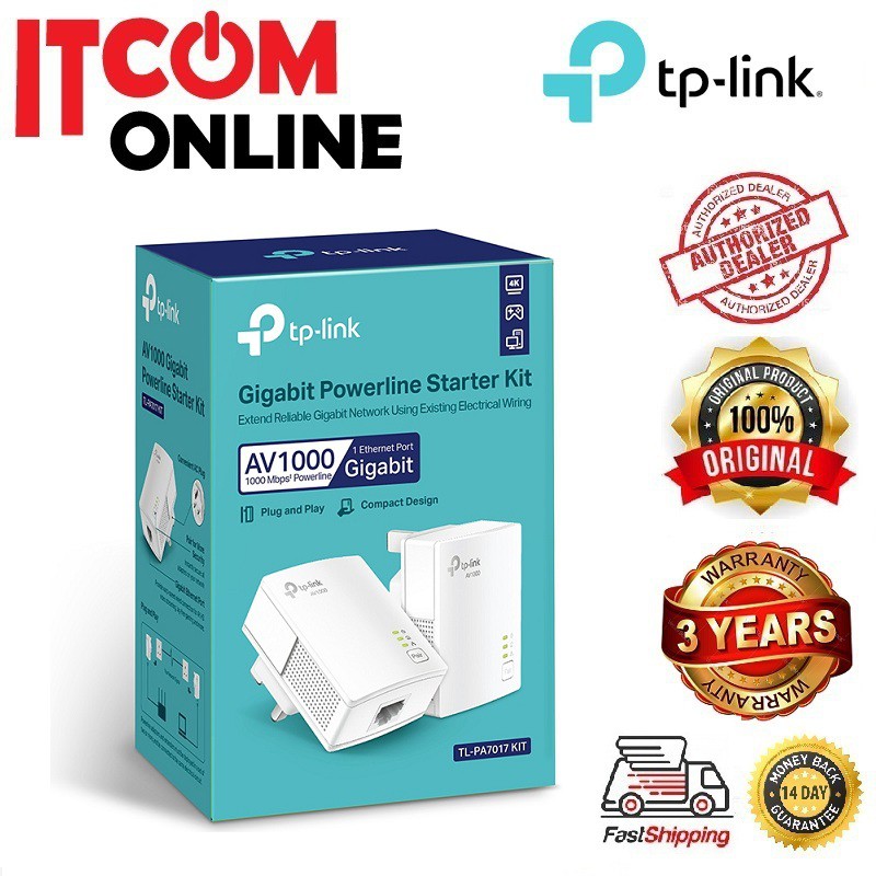 TP-LINK 1 PORT GIGABIT AV1000 POWERLINE ADAPTER KIT (TL-PA7017 KIT)