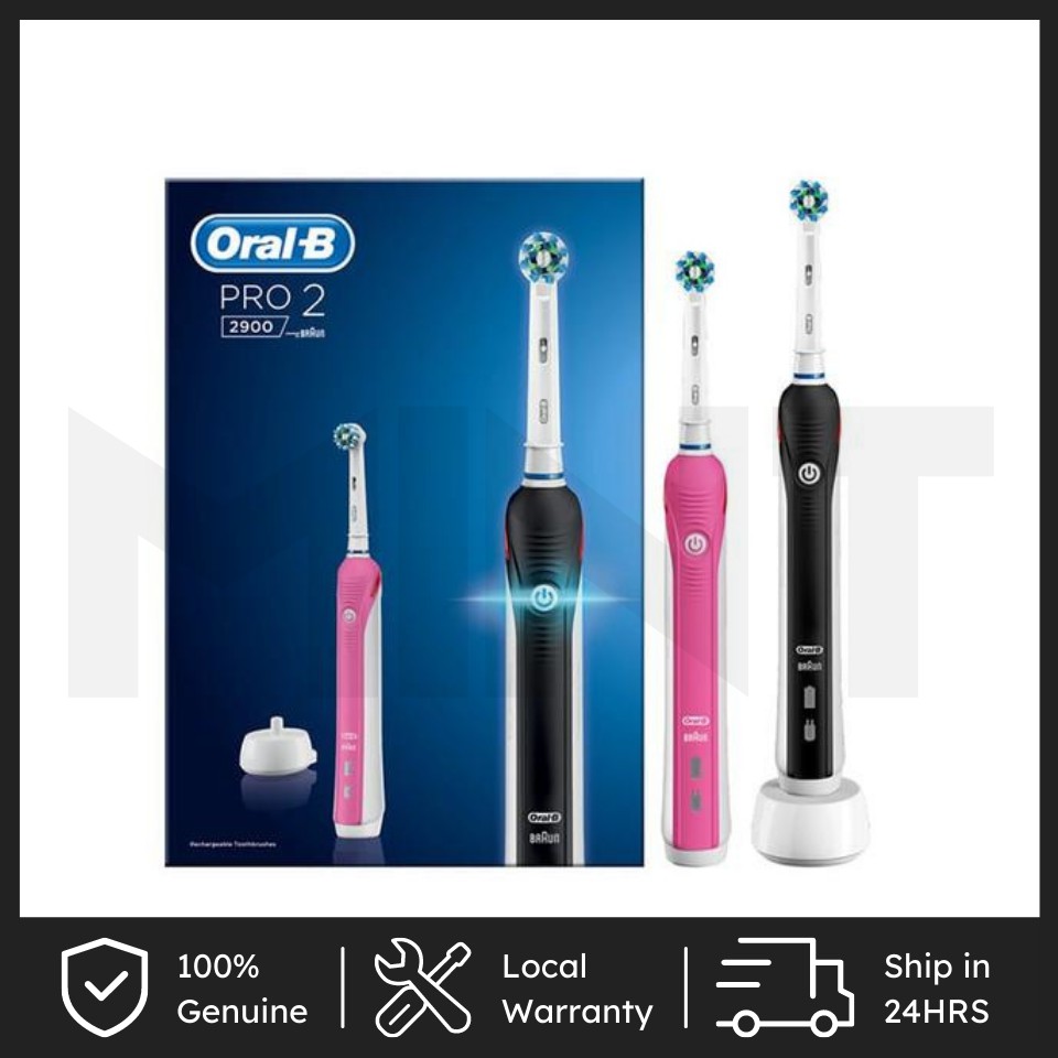 Dhr eiwit Besluit ✓ Oral-B Pro 2 2900 Set of 2 CrossAction Electric Rechargeable  Toothbrushes, 2 Handle & 2 Toothbrush Heads | Shopee Malaysia
