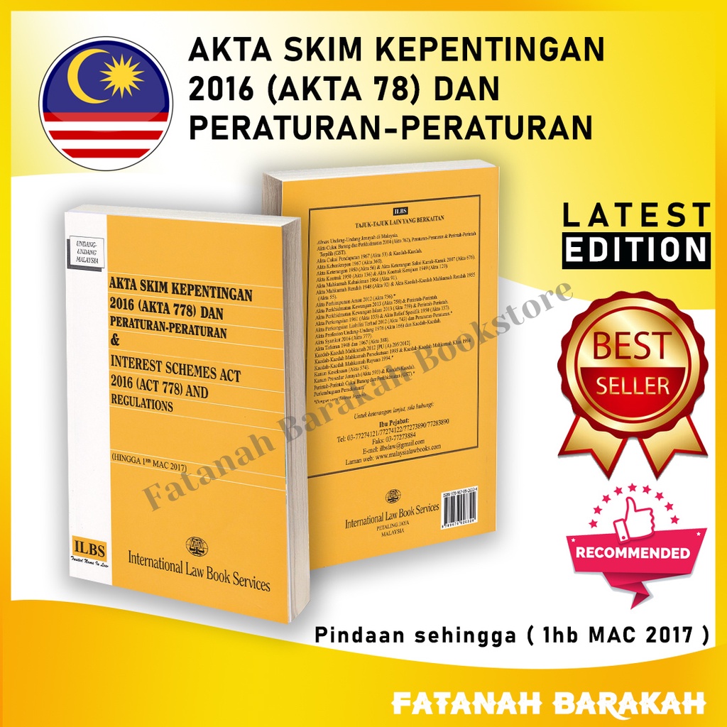 Interest Schemes Act 2016 (Act 778) and Regulations [Hingga 1hb Mac 2017] - READY STOCK! - ILBS BUKU LAW