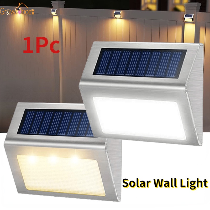 Outdoor Stainless Steel LED Solar Stair Light Waterproof Wireless Wall ...