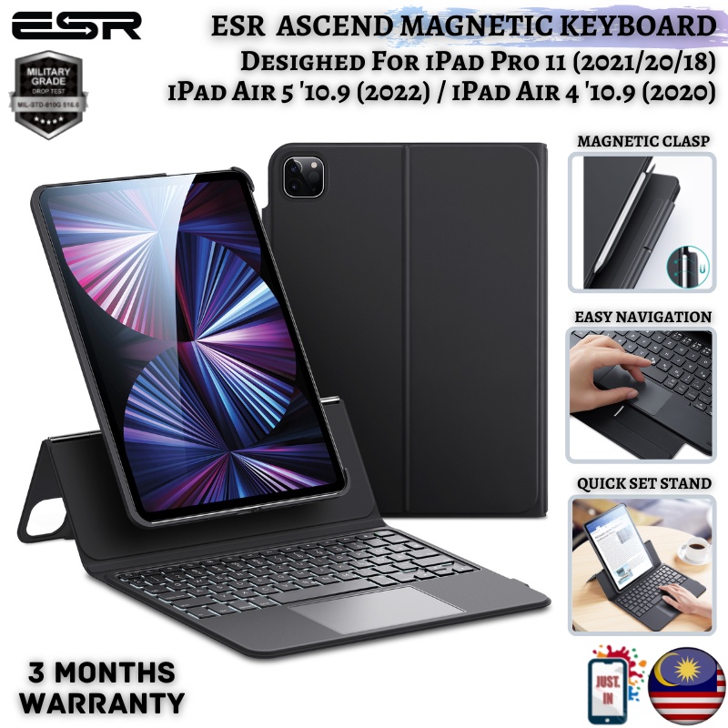 ESR ASCEND KEYBOARD CASE For iPad Air 4 / 5 / Pro 11 M2 M1 2022 2021