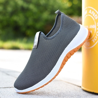 Ready stock Summer Mesh Shoes Non-Slip Wear-Resistant Men's Casual Shoes Mesh Pedal Lazy Shoes Soft Bottom Mesh Shoes Breathable Cloth Shoes