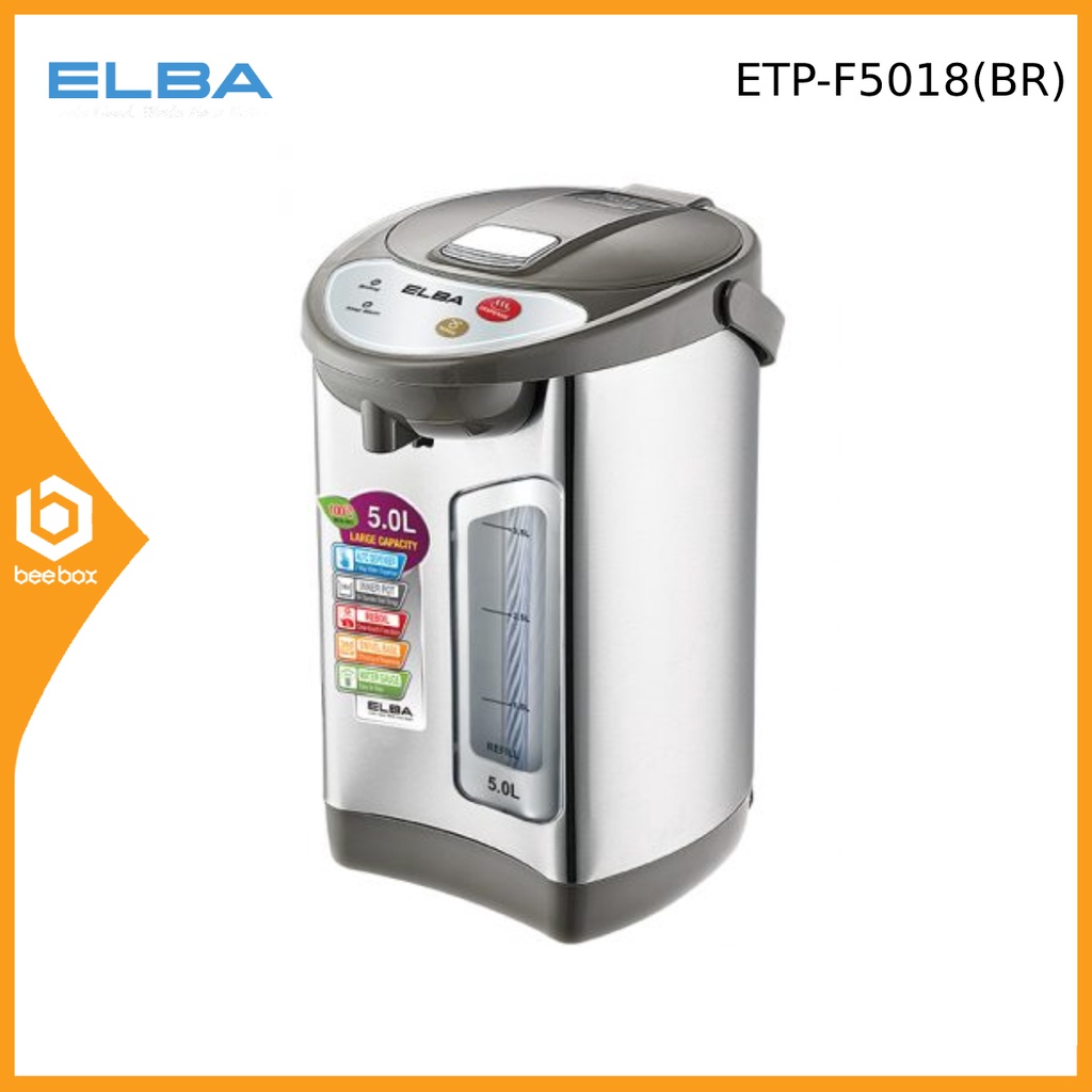 Elba ETP-F5018(BR) 5.0L Electric Thermo Pot with 2 Way Dispenser, Auto Boil & Keep Warm - ETPF5018BR