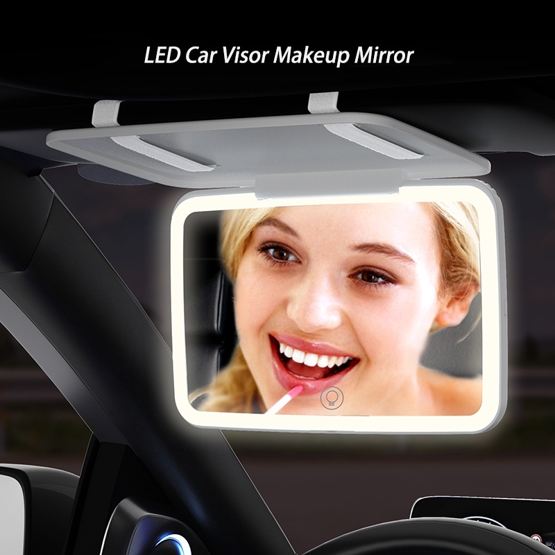 Upgrade Folding 3 Color Function Car Visor Mirror,USB Rechargeable Car
