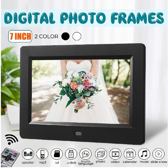 Digital Photo Frame 10.1/7 Inch HD Frame Picture 1024*600 Multi-Media Player Video MusicMP4 Advertisement Display TFT-LCD Frame With MP4 Slideshow Clock Remote Desktop Movie Player