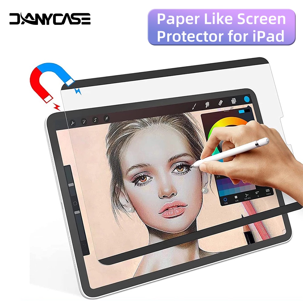 Magnetic Paper Film Like for iPad 11th Air 11" 13" M3 2025Pro 11" 13" Pro 11 12.9 Air 4 Air 5 10.9 10th Gen 10.2 7th 8th 9th Gen 5 6 9.7 Screen Protector Matte Mini 7 5 6
