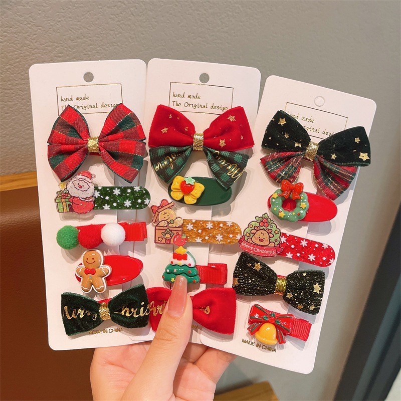 Set of 5 Christmas hairpins for girls - Cute Christmas hairpins, holiday hair decoration accessories