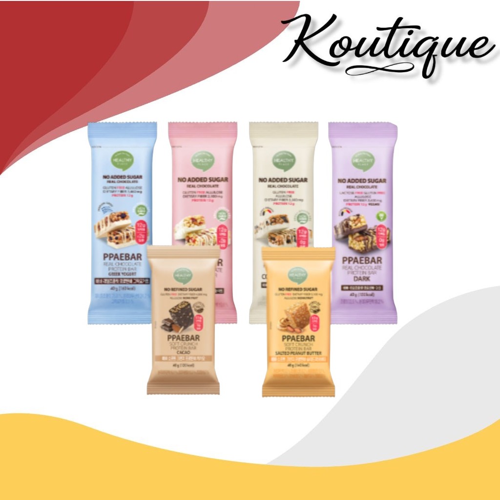 Healthy Place Bbaebar Low Sugar Protein Bar 40g Dark White Cookie Yogurt Cacao Peanut